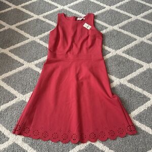 LOFT Red Dress Size 4 Petite A-line Jersey with cut-out detail at hem NWT